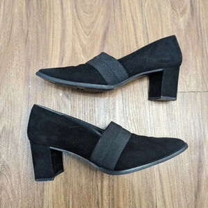 Stuart Weitzman Suede Pump Shoes Women’s Size 9B Black Clog Heel 2W451469